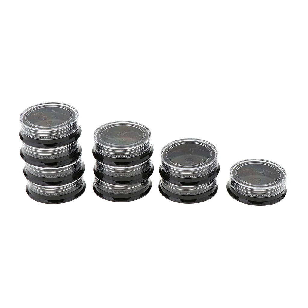 10 Pieces Plastic Nail Art Tips Powder Beads Storage Containers,Small Round Jewelry Glitters Storage Box Organizers