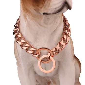 

Luxury Rose Gold Dog Collar Necklace Pet Puppy Decorate Collar Stainless Steel Pet Chain Collar Dog Pinch Collars For Large Dogs