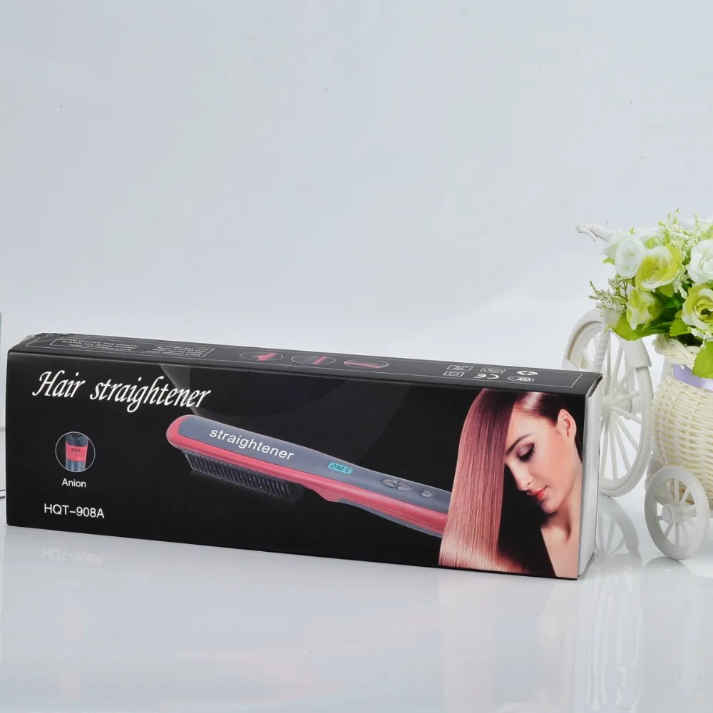 Электрическая щетка для выпрямления волос горячий выпрямитель керамический нагреваемый плоский утюг Профессиональная укладка для волос инструмент Brosse Chauffant