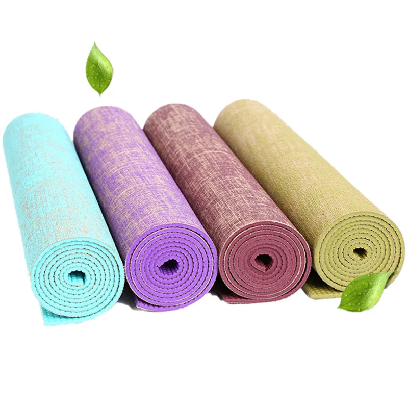 Linen Yoga Mat Eco Friendly Rubber Non Slip 183*61CM*5MM Bodybuilding