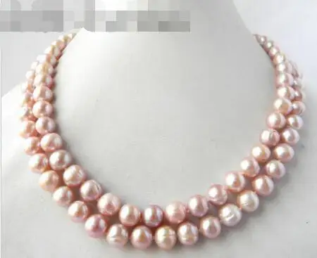 

FREE SHIPPING HOT sell new Style >>>>> 2Strands 18'' 10mm Lavender Round Freshwater Pearl Necklace