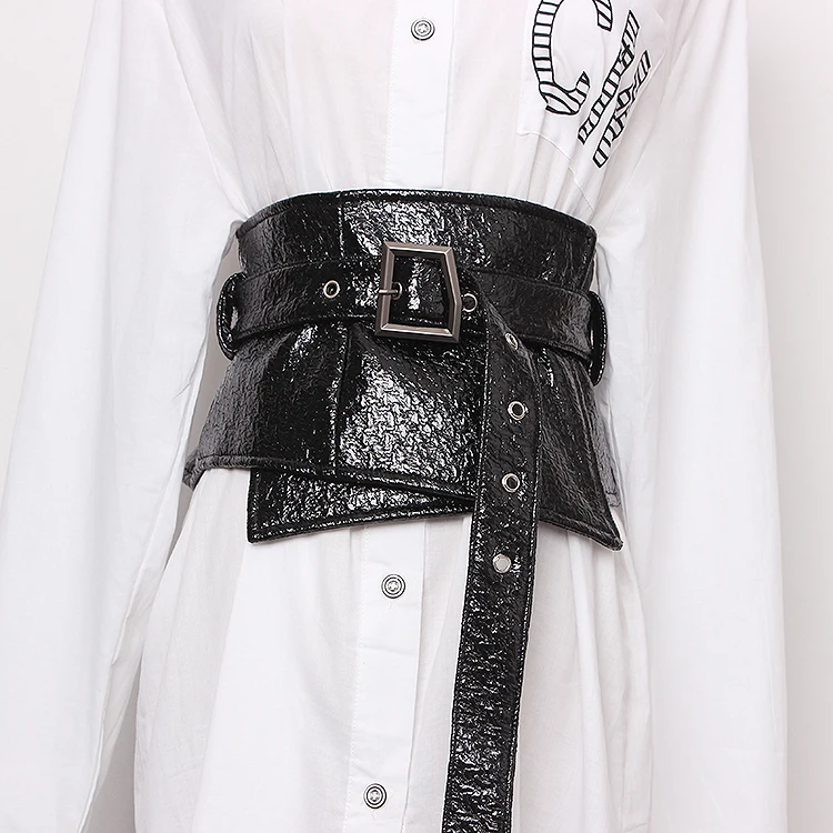 women's-runway-fashion-black-patent-leather-cummerbunds-female-vintage-dress-corsets-waistband-belts-decoration-wide-belt-r1263