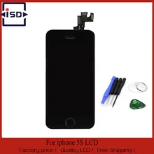 Black Color For Iphone 5S LCD display+Touch Screen Digitizer+Home Button+Frame+ front camera full Assembly+tools,free shipping