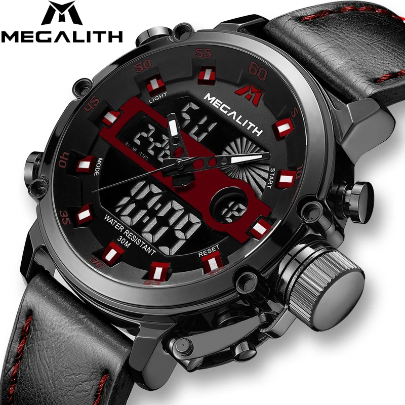 MEGALITH спортивные кварцевые часы с хронографом мужские многофункциональные