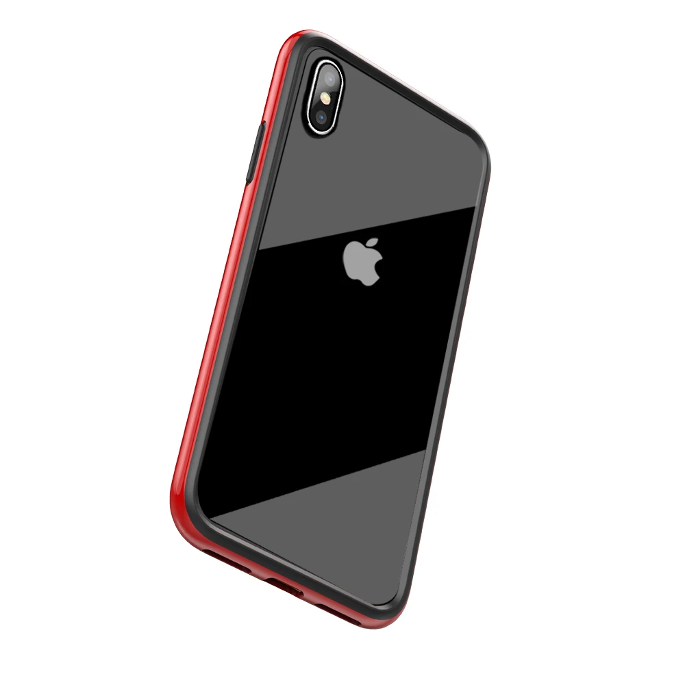Тонкий чехол Joyroom из ТПУ с рамкой для iPhone X 10 5,", прозрачный ПК и мягкий, силиконовый, гибкий чехол-бампер для iPhone X - Цвет: red