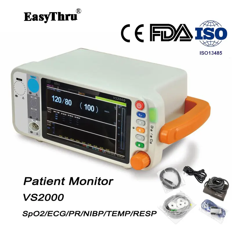 

EasyThru 7inch Portable Hospital ICU Equipment Vital Signs Monitor TEMP PR RESP ECG SPO2 NIBP Multi Parameter Patient Monitor