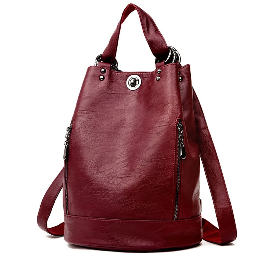 Женский рюкзак mochila feminina повседневный многофункциональный женский кожаный