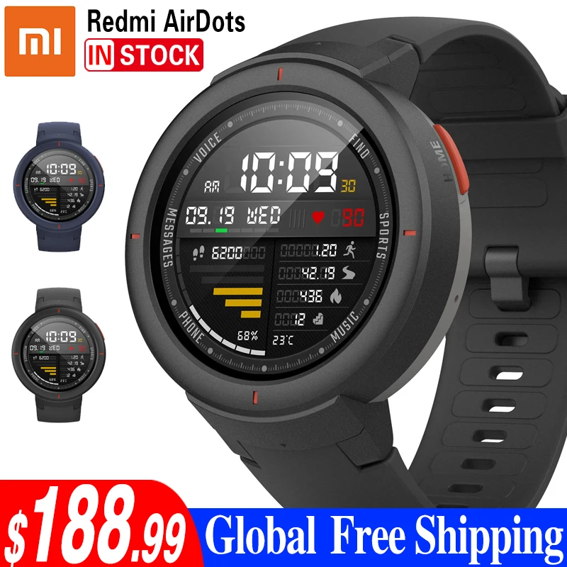 

Xiaomi Amazfit Smartwatch 1.3-inch AMOLED Screen Dial & Answer Calls Upgraded HR Sensor GPS Smart Watch
