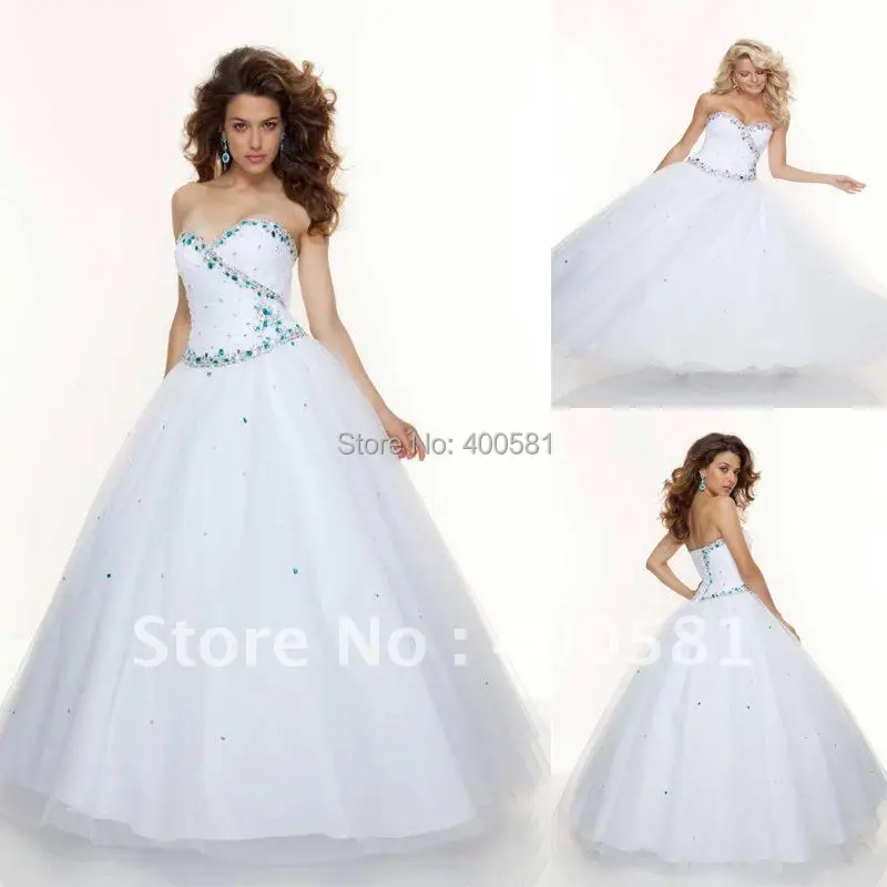 Turquoise and White Prom Dresses