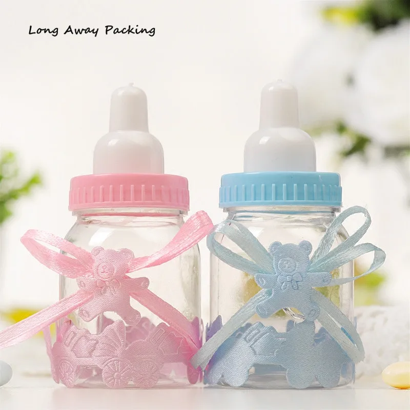 

Long Away Packing Baby Shower Gift Plastic Milk Bottle Candy Box Bottle Boy Girl Christening Brithday Party Favors Candy Box