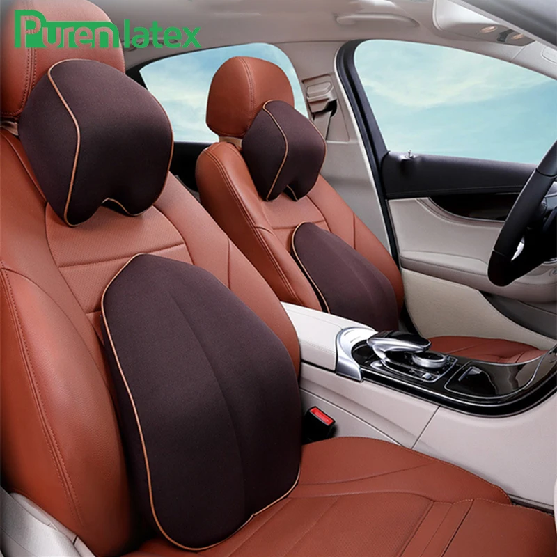 

Quality 2 Pcs Car Seat Waist and Neck Support Pillow Set Auto Memory Foam Headrest Back Cushion Spine Protect Orthopedic Cushion