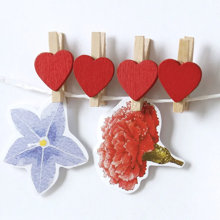 2 Ensemble DIY Deco Mur Loving Heart Foto Clips Mini Pinces à linge Rouge Lot de 10  