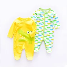 Модный хлопковый комбинезон с животными для малышей, комбинезоны для мальчиков, одежда для новорожденных, Детский комбинезон с длинными рукавами, 2 шт./лот