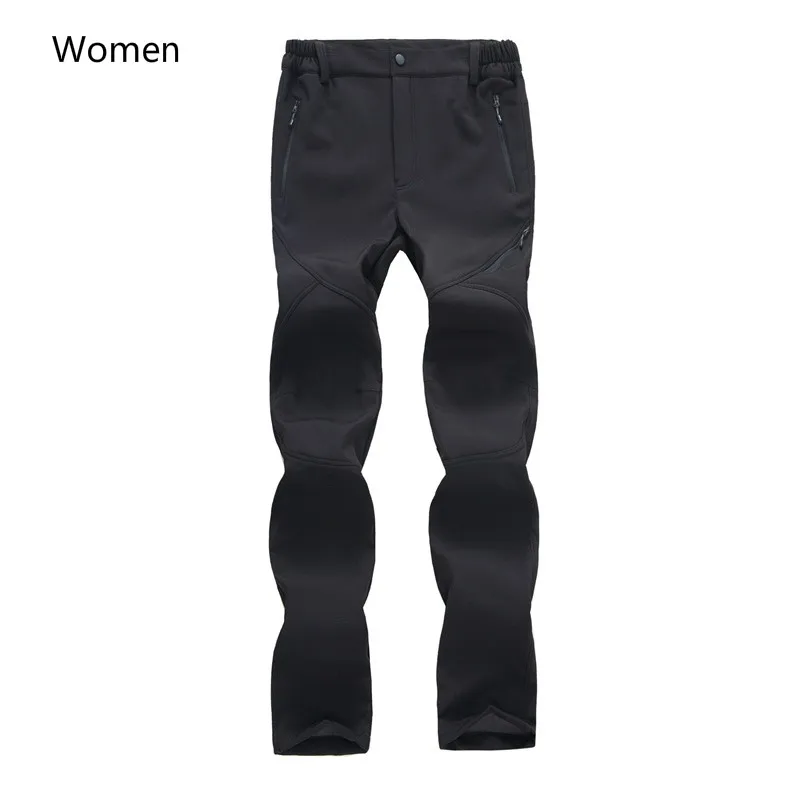 Invierno de los hombres y las mujeres al aire libre Stormtrousers de alta permeabilidad Soft-shell montañismo y de peluche pantalones Camping Trekking