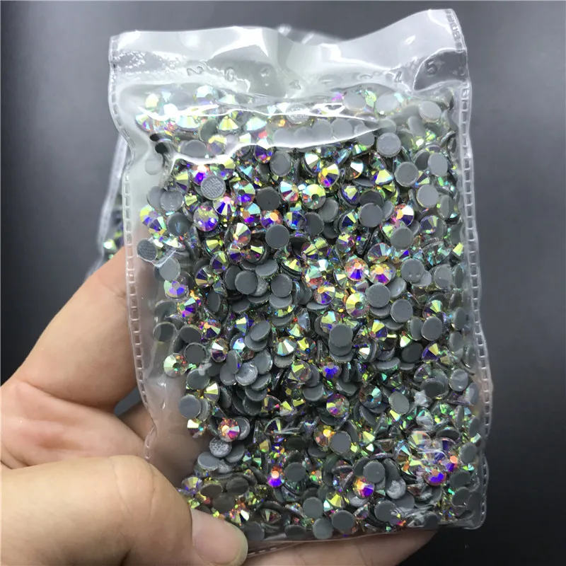 

TopStone Hot fix Iron On Rhinestones Crystal Clear AB Color Super Bright Glass Strass Stones For DIY Fabric Garment