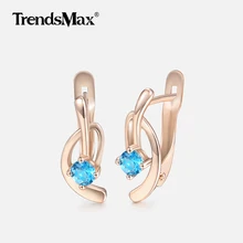 Изысканные светло-голубые серьги с кубическим цирконием для женщин и девочек, 585 серьги из розового золота, ювелирных изделий, подарки на день Святого Валентина GE144