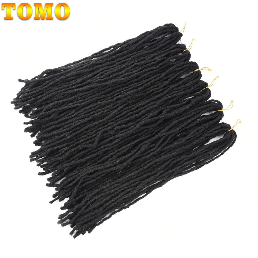TOMO черный искусственный Locs 20 дюймов 12 прядей вязаный крючком косы мягкие натуральные Синтетические плетение волос