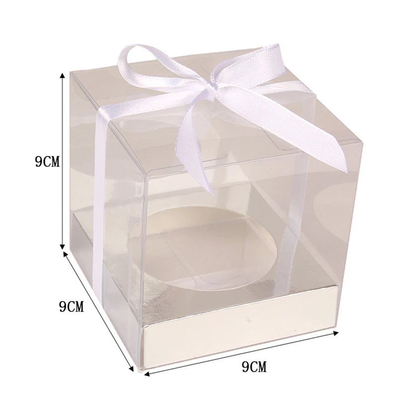 Прозрачная ПВХ коробка для кексов, упаковка для кексов, ПВХ коробка с основанием внутри для рождественской свадебной вечеринки, подарок и упаковка