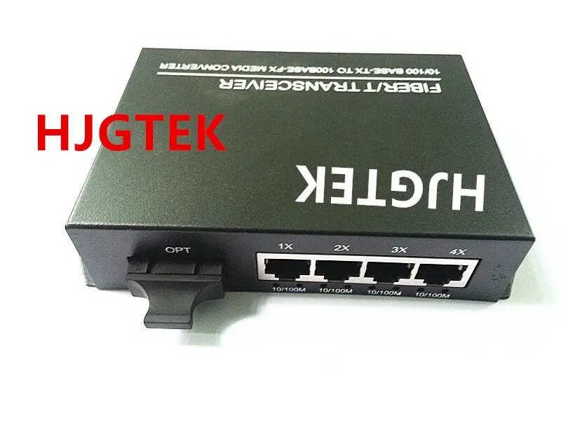 

High quality Fast Ethernet Fiber Switch 4TX 10/100Mbps Optical Media Converter Singlemode Duplex 4 UTP RJ-45 to SC Connector