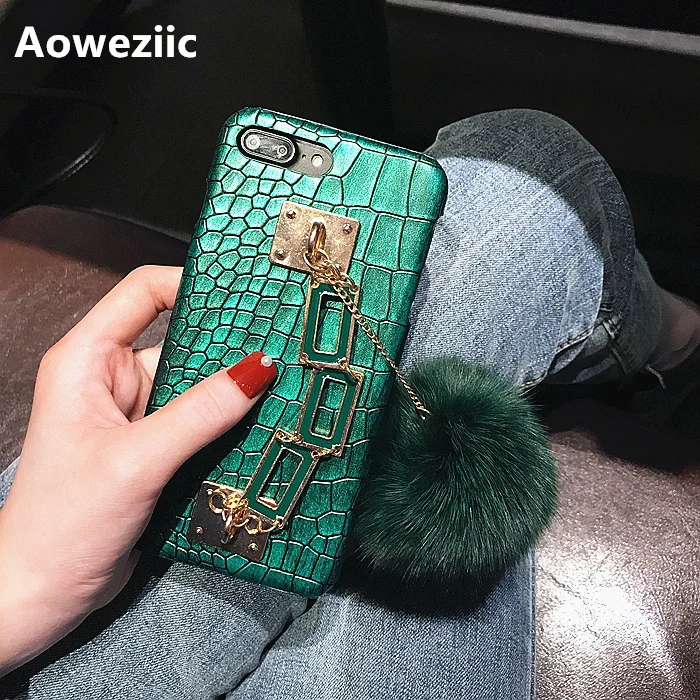 Aoweziic змеиная кожа tide брендовые роскошные персонализированные прикрепление к волосам мяч для iPhone7 8 plus X XS MAX XR чехол для телефона женский 6 S Жесткий Чехол