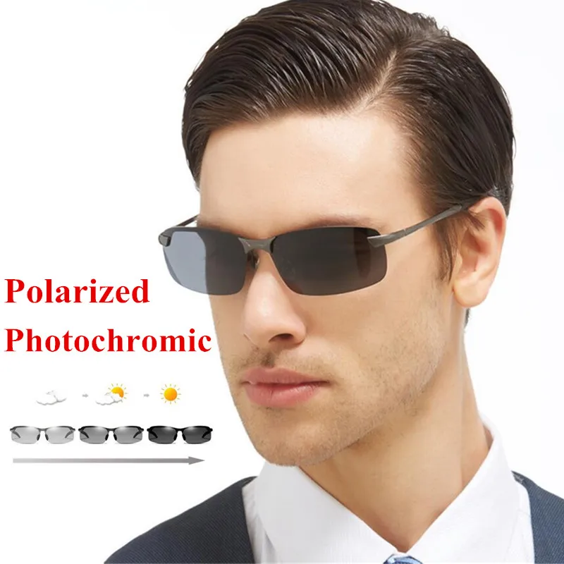 New Men Polarized Photochromic Transition Sunglasses Night Driving Sun ...