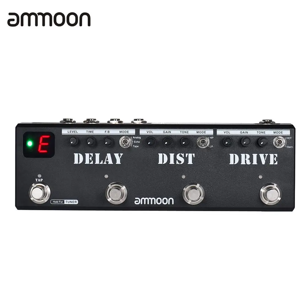 

ammoon POCKMON Multi-Effects Pedal Strip with Tuner Delay Distortion Overdrive FX Loop Tap Tempo Effect Pedal