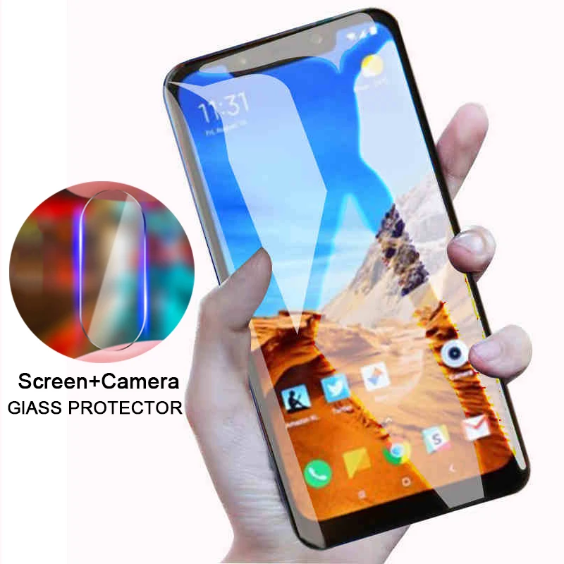 

2pcs for Xiaomi Mi A2 lite A1 5 5S Plus 6 6X Pocophone F1 Mi5 Mi5x Mi6 Mi6x Mia2 Screen protective glass + Camera lens protector