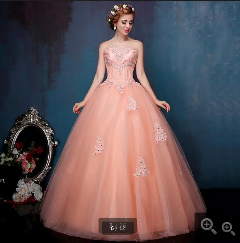 2017 новое поступление бальное платье оранжевое кружевное с аппликацией для