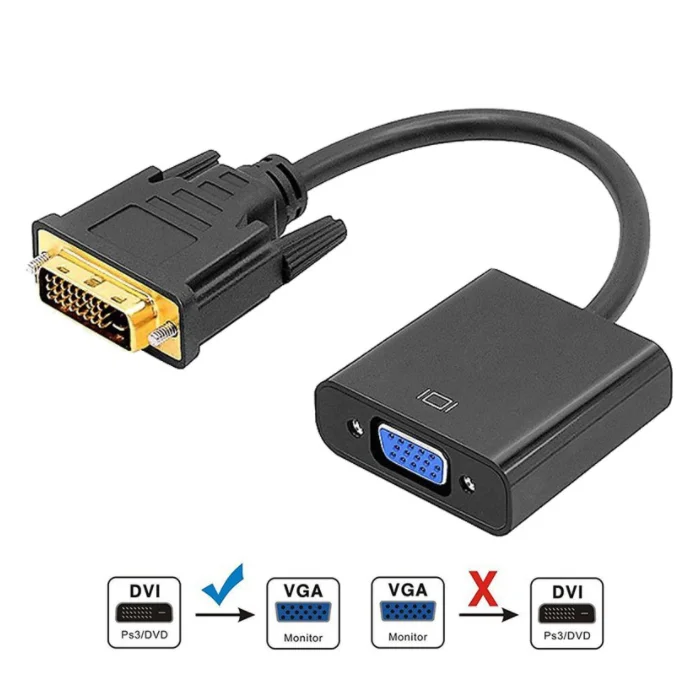 

DVI to VGA Adapter Cable DVI-D 24+1 Male to VGA Female Adapter-Black