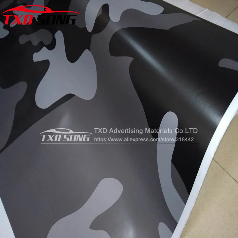 Special Price Zwart & Wit Grijs Camo Vinyl sticker Auto Styling Camouflage Vinyl Wrap Black & white Camo Vinyl Auto Wrap Air afvoer Voertuig Wraps