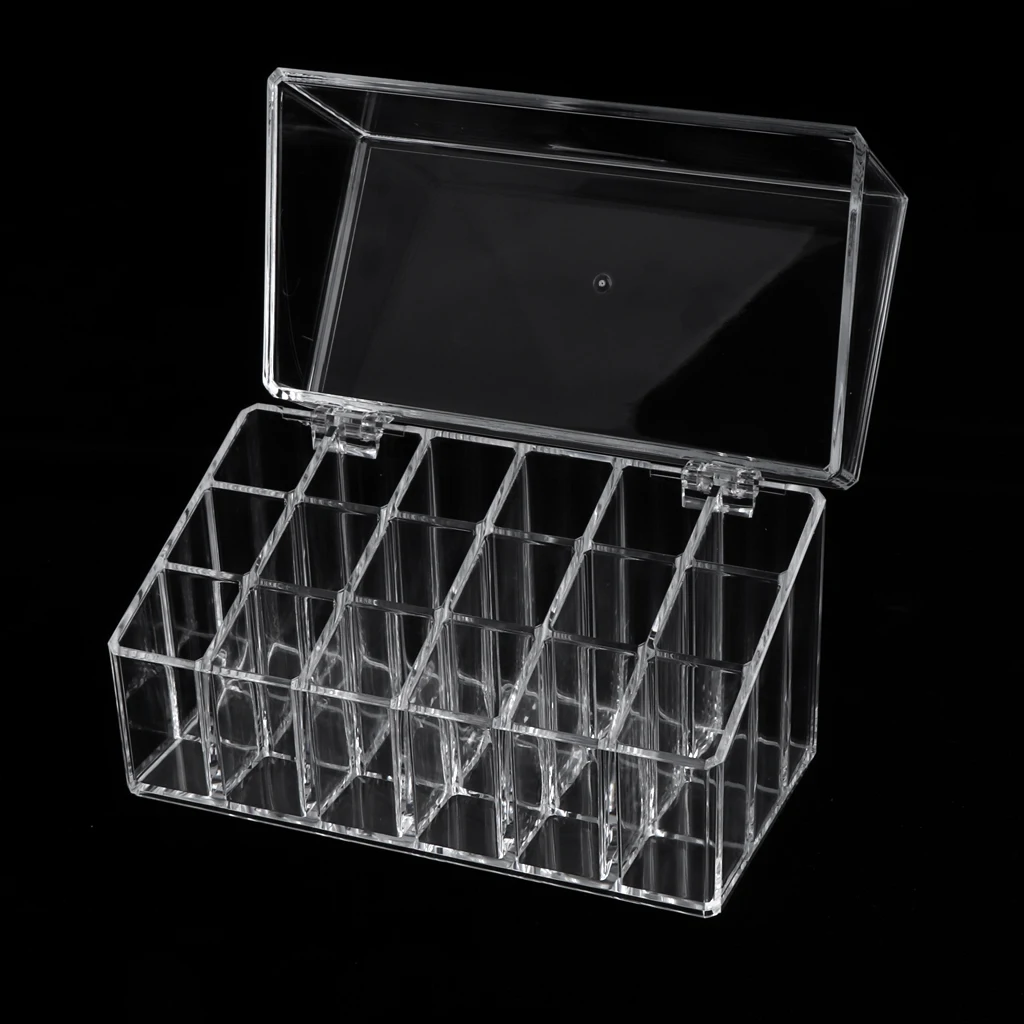 Clear Acrylic 18 Grids Lipstick Lip Gloss Holder Stand Display Cosmetic Makeup Organizer Case Dustproof Makeup Tool Kit