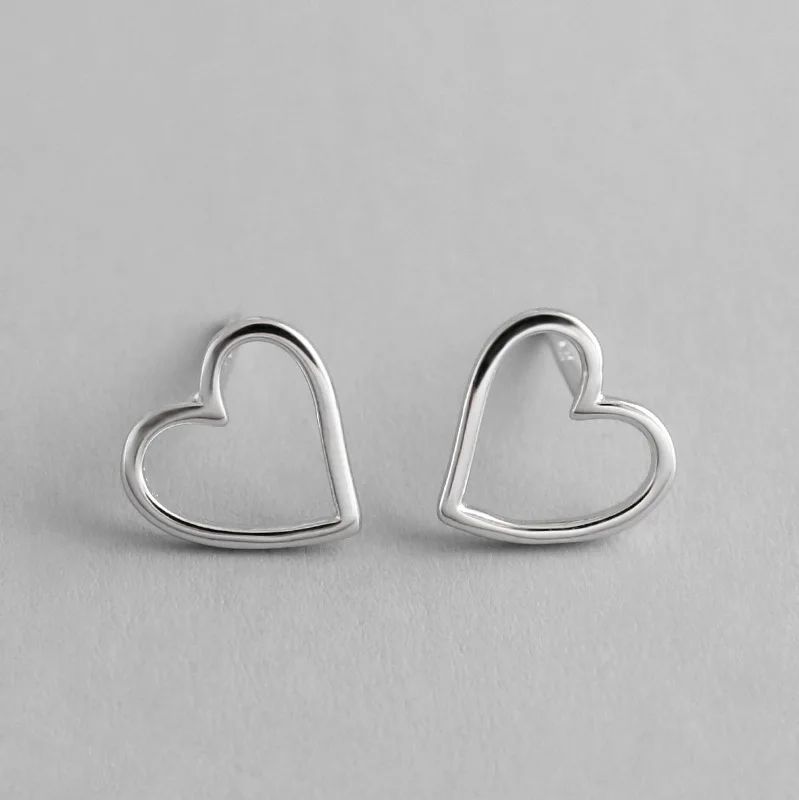 

HFYK 2019 hollow heart stud earrings for women 925 sterling silver small earrings oorbellen boucle d'oreille rouge pendientes