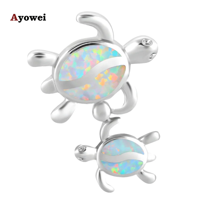 

Ayowei Delicate Tortoise Design Necklace Pendants for Women White Fire Opal 925 Silver Anniversary Fashion Jewelry OPS690A