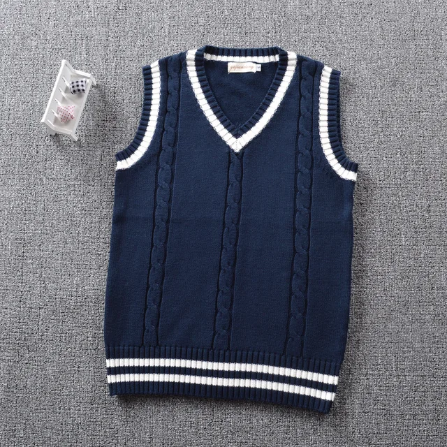 Women Sleeveless V Neck Cotton School Girls JK Uniforms Vests Knitting Tops Green