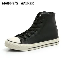 Кожаная повседневная обувь Maggie's Walker; зимняя обувь на шнуровке с высоким берцем; теплая парусиновая Уличная обувь для катания на коньках; Размеры 35-39