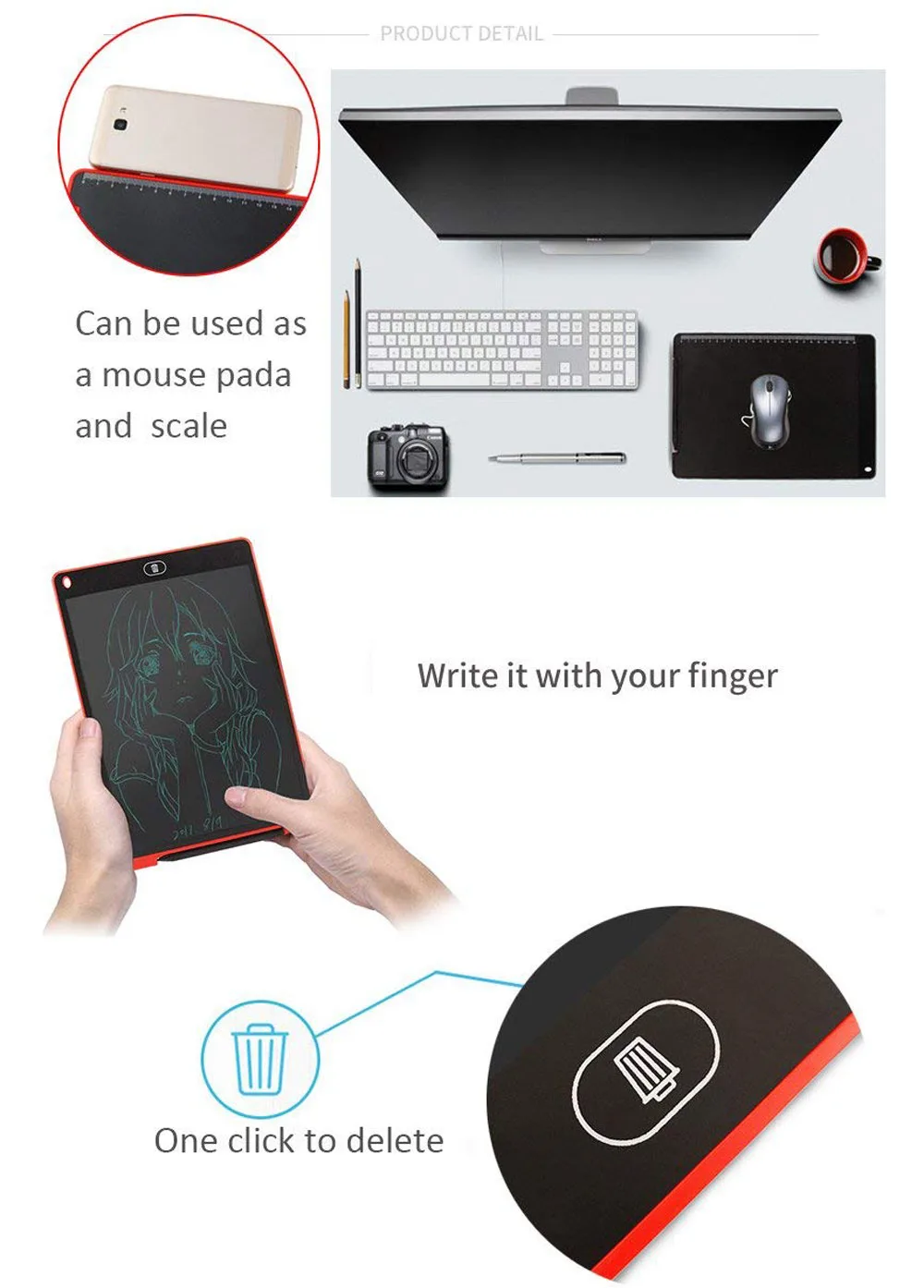 12 inch Portable Smart LCD Writing Tablet Electronic Notepad Drawing Graphics Tablet Board with Stylus Pen 1 12 inch Portable Smart LCD Writing Tablet Electronic Notepad Drawing Graphics Tablet Board with Stylus Pen 3