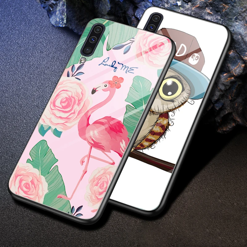 

Luxury Star Glass Phone Case For Samsung Galaxy A50 A30 Silicone Case For Galaxy A70 A20 A10 S10 Plus S10e Hard Glass Back Cover