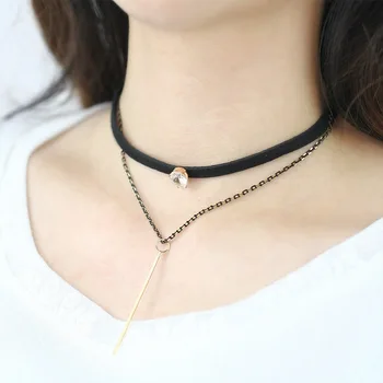 

Hot Statement Tassel Necklace Women Color Multilayers Chain Choker Necklaces Striped Crystal Zircon Pendant Jewelry