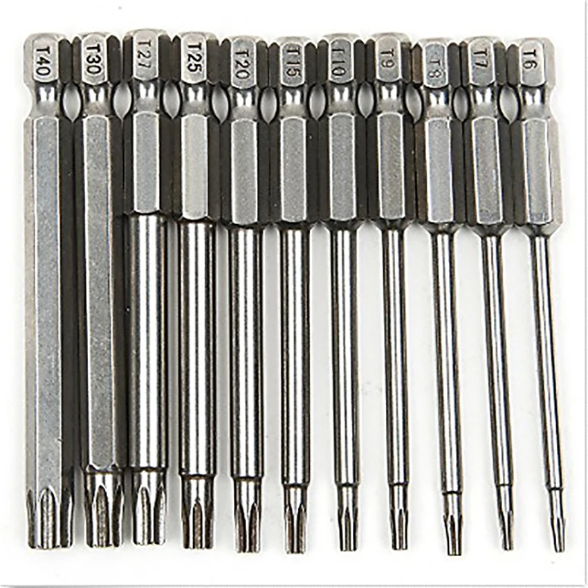 

11PCS/Set Hex Shank 75mm Long S2 Hollow Torx Head Screwdriver Bits Set Power Tools Screwdriver Drill Bits Set Repair Tool