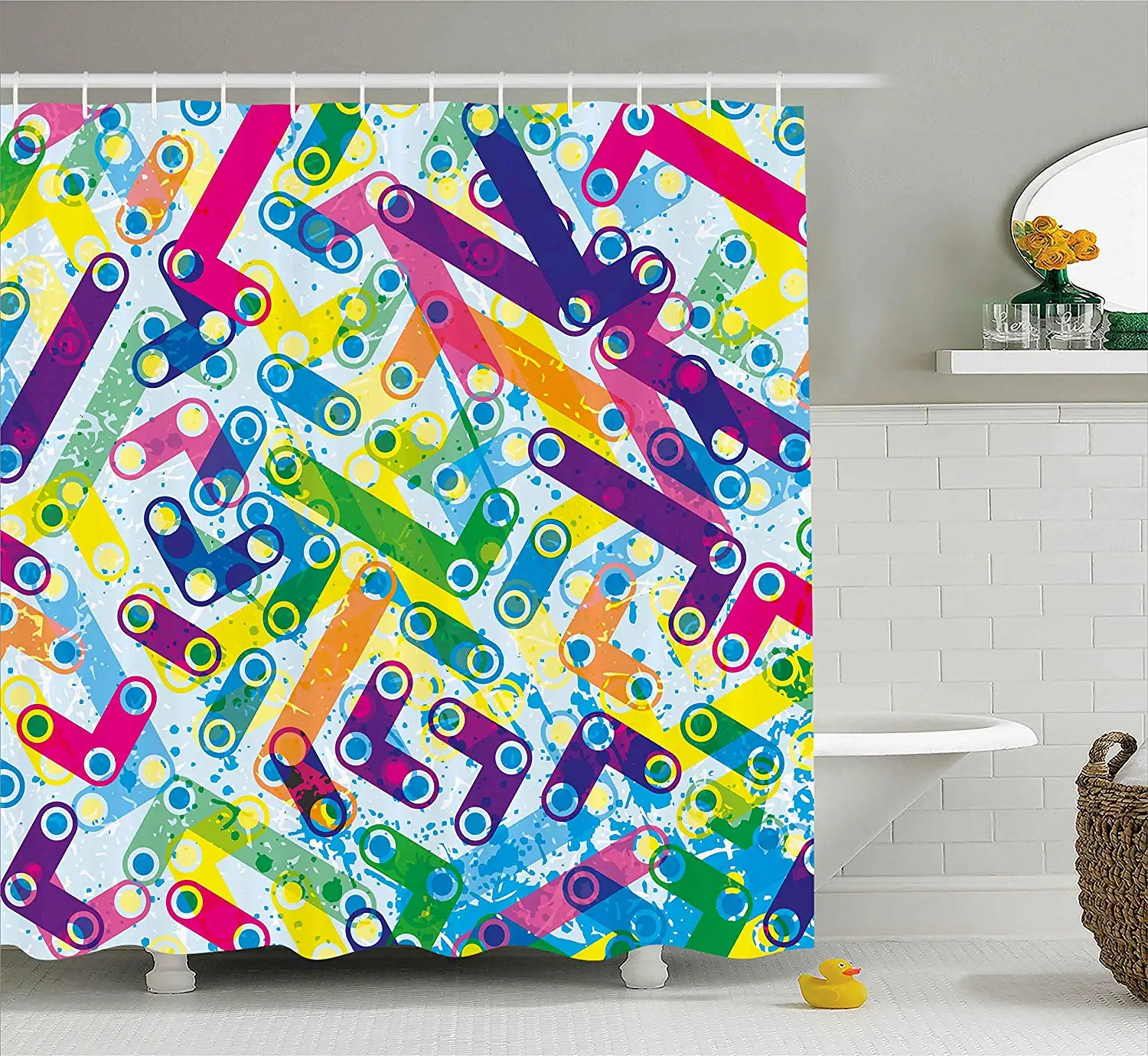 Abstract Decor Shower Curtain Trippy Colorful Grunge Murky Background