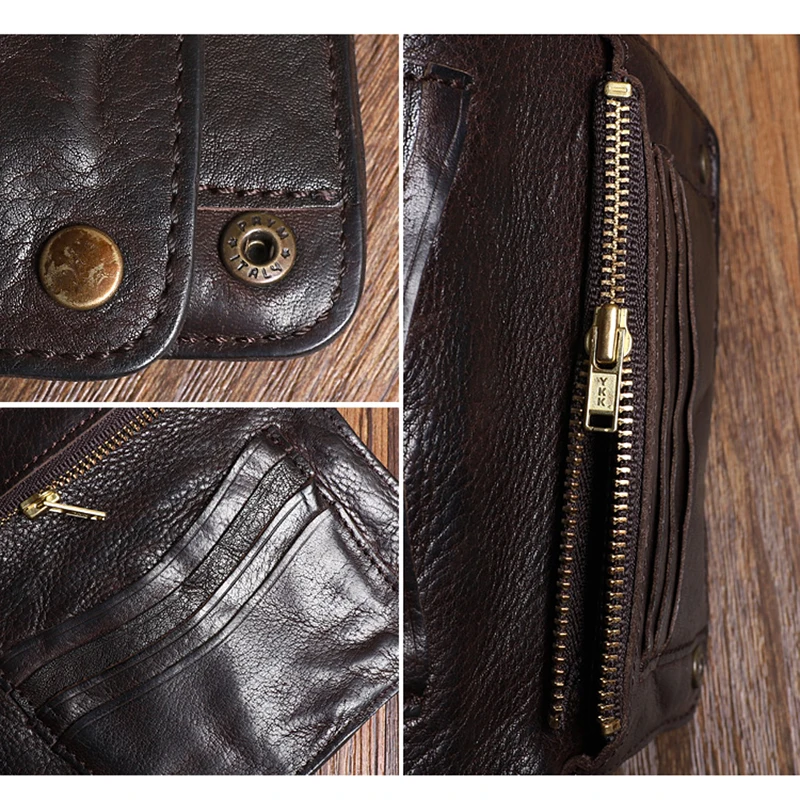  Original Handmade Wrinkle Wallet Leather Genuine Cow Leather Vertical Mens Wallets Retro Money Clip
