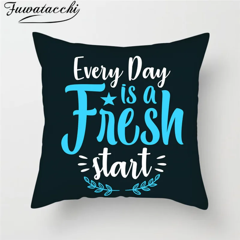 Fuwatacchi чехол для подушки с буквами поздравительные слова наволочка фразы надписи