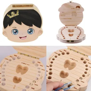 

Wooden Cute Baby Souvenirs Girl Boy Tooth Box Organizer Container Storage Teeth Box Keepsake Gift for Baby Shower Birthday Party