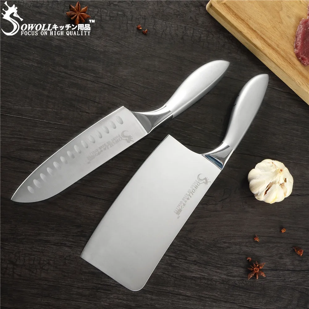 Sowoll 7 ''кухонный нож Santoku из нержавеющей стали высокоуглеродное острое лезвие