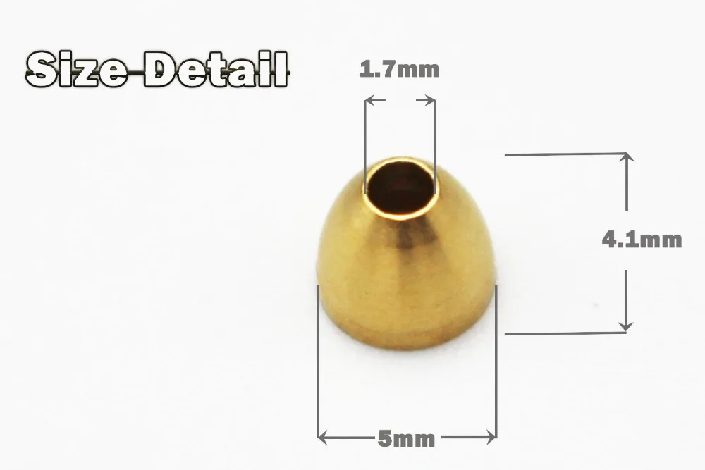Tigofly 40 шт./лот, медные латунные конусные головки для трубка для обвязки мух, растяжки, материалы для вязания мух, 5 мм X 4,1 мм X 1,7 мм