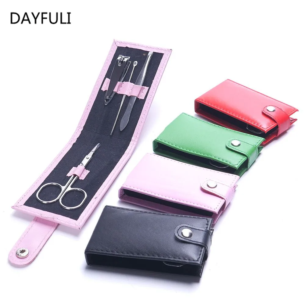 4Pcs set Nail Clippers Scissors File Tweezers PVC font b Bag b font font b Case