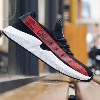 

VSIOVRY Plus Size 39-48 Flyknit Breathable Sneakers Men Running Shoes Lightweight Gym Sport Shoes Men Soft Sole Walking Sneakers