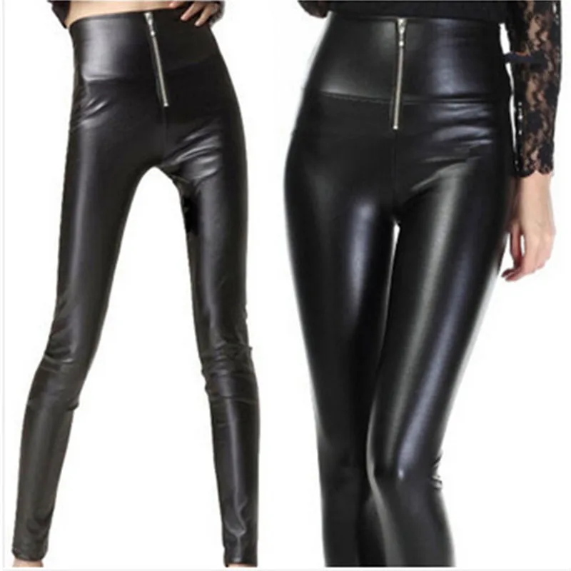 

New 2018 Summer Imitation Leather Pants High Waist Stretch Slim Lady Pencil Pants before the Zipper Sexy Leggings Women PU Pants