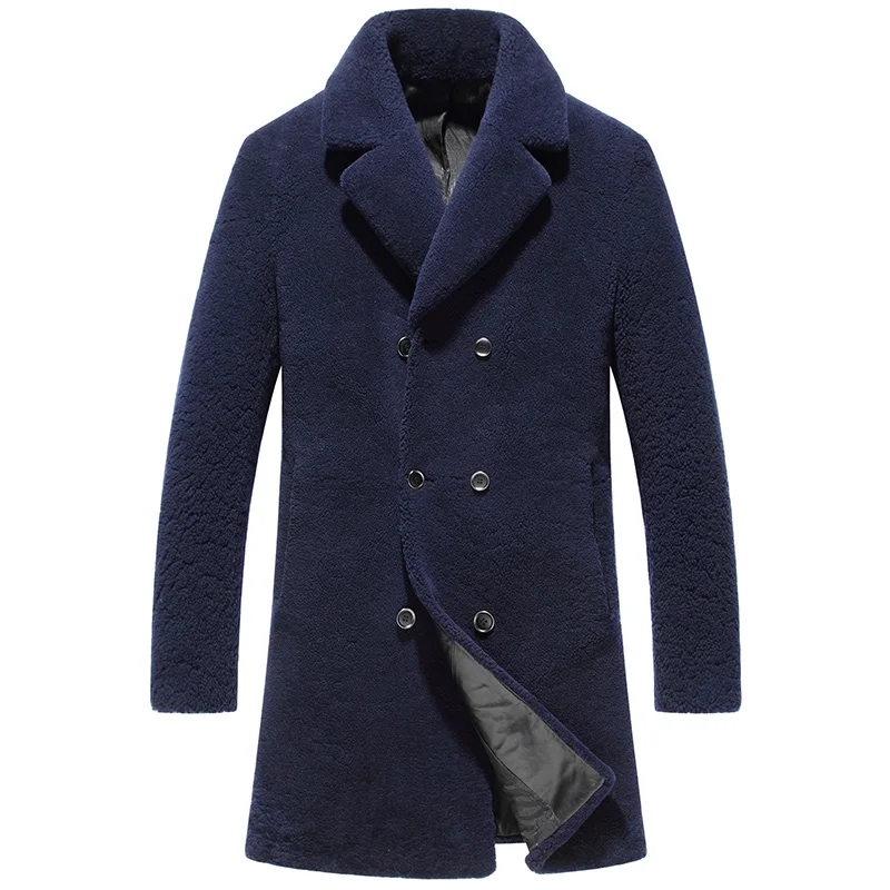 AYUNSUE, мужская зимняя куртка, пальто с натуральным мехом, Мужское пальто из овечьей шерсти, Роскошные куртки, мужские длинные пальто, натуральный мех, Erkek mon KJ797