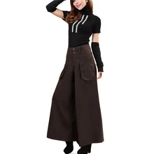 Новинка Лето Осень Женские Большие размеры модные однотонные широкие хлопковые черные с высокой талией женские повседневные свободные платья Брюки CE127